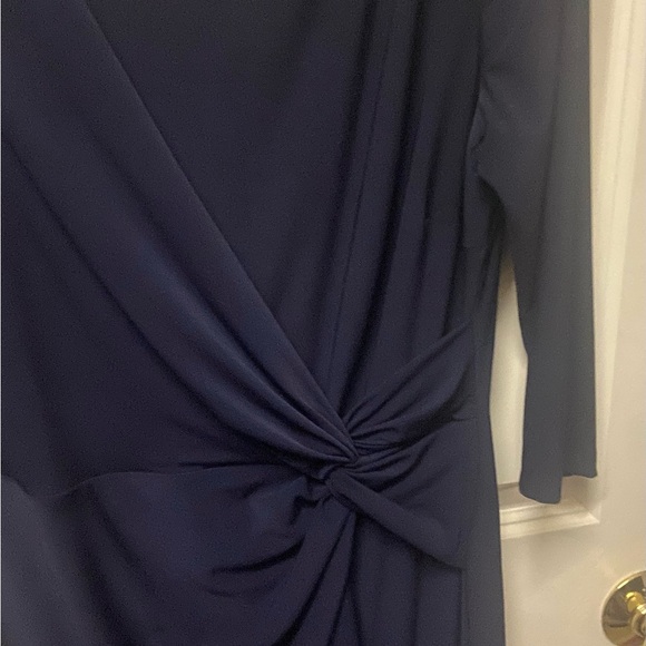 Chaps Navy Blue Cinched Long Sleeve Sheath Dress - Picture 2 of 4